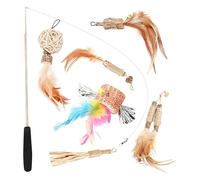 Generico Cat Wand Toy, Feather Teaser, Interactive Cat Toys, Cat Chewing Toy, Portable Teaser Toys, Cat Exercise Wand, Kitten Play Set, Fun Cat Toys, Durables Cat Toys
