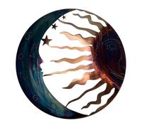 Generico Celestial Sun and Moon Wall Art - 12" Metal Outdoor Wall Decor Sculpture, Weather-Resistant Sun Moon & Stars Hanging Decoration for Garden, Clôture, Patio & Pool | Gold & Blue