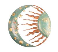 Generico Celestial Sun and Moon Wall Art - 12" Metal Outdoor Wall Decor Sculpture, Weather-Resistant Sun Moon & Stars Hanging Decoration for Garden, Clôture, Patio & Pool | Gold & Blue