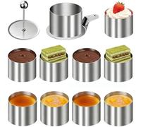 Genérico Cercle à gâteaux - Set d'emporte-pièces en acier inoxydable | avec poussoir et élévateur Moule pour mousse antiadhésive de 7,6 cm, pour four et lave-vaisselle, pâtisserie, chocolat