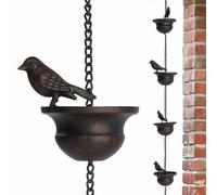 Genérico Chaîne de pluie, support collecteur d'eau pour jardin, chaîne décorative avec oiseaux pour gouttières pour extérieur, jardin et patio