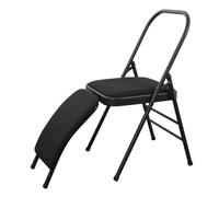 Generico Chaise de yoga moderne pliable avec support Lombaire, chaise portable pour débutants, design peu encombrant, mélange confortable de coton et lin gris pour la pratique du yoga