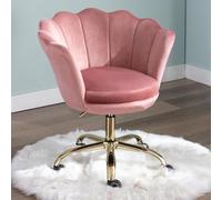 Generico Chaise pivotante de bureau en velours moderne, chaise d'ordinateur avec hauteur réglable, jolie chaise de toilette pour maison, bureau/chambre à coucher, couleur feuille de thé