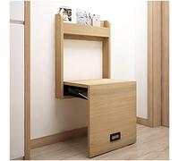 Genérico Chaises pliantes, tabouret de change de chaussures invisible mural en bois massif avec petit porte-bagages (couleur : style 3)