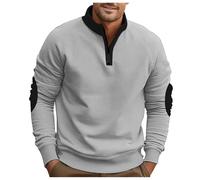 Generico Chandails Homme Col Moyen à Quatrième Slim Fit Léger Col Loupoir Pull Décontracté Pulls Classique Intemporel Cardigan de Gentleman Britannique Minimaliste de Couleur Unie, gris clair (ral