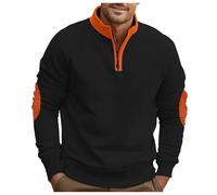 Generico Chandails Homme Col Moyen à Quatrième Slim Fit Léger Col Loupoir Pull Décontracté Pulls Classique Intemporel Cardigan de Gentleman Britannique Minimaliste de Couleur Unie, Noir , XXL