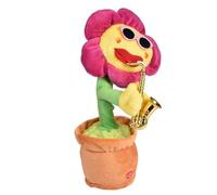 Genérico chantant et - de saxophone créatif en peluche avec lumières de 80 chansons améliorées, fleur musicale animée | Figurine de danse électrique qui se tord