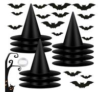 Generico Chapeau de 12 pièces de décoration Halloween effrayante avec chauves-souris - 50 mètres corde en nylon chapeaux de fête, pour intérieur, maison, mur, fenêtre de jardin