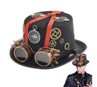 Genérico Chapeau de coupe Steampunk - Feutre | Accessoire victorien d'époque | Coiffe rétro style industriel pour cosplay, festival, théâtre et photographie