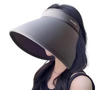 Generico Chapeau De Soleil Avec Visière Pour Femmes - SPF50 Chapeau De Protection Solaire Intégrale En Soie De Glace,Visière Réglable Enveloppante Avec Queue De Cheval Parasol, Accessoires De Plage s