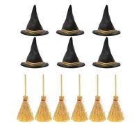 Generico Chapeau de sorcière, Chapeaux Noirs Petits - 1 Set Balai Miniature pour décoration de fêtes d'anniversaire de Mariage pour Adultes