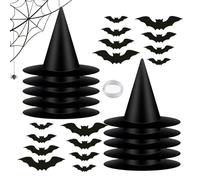 Generico Chapeau d'Halloween - 12 pièces, décorations d'Halloween effrayantes avec chauves-souris, 50 mètres, corde en nylon, chapeaux de fête, pour intérieur, maison, mur, fenêtre de jardin