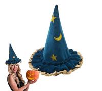 Genérico Chapeau d'Halloween - Nuit étoilée en polyester, étoilé bleu | Accessoire de scène 39 x 38 cm, chapeau de cosplay | Costume de mascarade