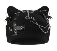 Generico Chapeau En Forme D'Oreilles De Chat - Design Streetwear Punk Avec Chaînes Et Travail Au Crochet | Chapeau Gothique | Pour Femmes Filles Adolescentes Fête De Noël En Plein Air Cosplay