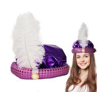 Generico Chapeau Sultan - Chapeau de costume de avec plumes et perles Magnifique turban Sultan Men Head Wrap Paillettes Design pour homme
