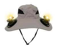 Generico Chapeau ventilateur - Chapeau de seau respirant imperméable UPF50 + couvre-chef rafraîchissant respirant portable pour pêche, camping, plage, sports d'été, gris, L