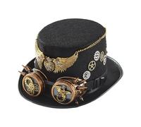 Genérico Chapeau Western Jazz Bibi gothique avec lunettes portables | Costume de cosplay Steampunk pour hommes, adultes, danses de masques, carnaval, cosplay, accessoire de cinéma