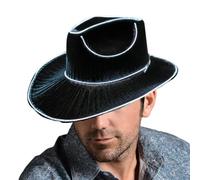 Generico Chapeaux LED - Allumez les chapeaux de cowboy | Chapeaux de cowgirl éclairent les chapeaux | Chapeaux LED Glow in the Dark Party Cowboy Capone | Chapeaux de vêtements de batterie |