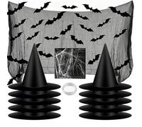 Generico Chapeaux suspendus noirs - Décorations d'Halloween avec chauves-souris | Ornements de fête avec chapeau spectral pour maison sorcière d'intérieur et d'extérieur, murs, fenêtres, portes, jardi