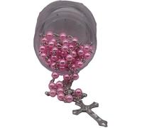 Generico Chapelet classique en perles synthétiques différentes couleurs avec crucifix en métal argenté - fait à la main pour prière, première communion, baptême et cadeau spirituel, Médias, Plastique