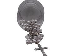 Generico Chapelet classique en perles synthétiques différentes couleurs avec crucifix en métal argenté - fait à la main pour prière, première communion, baptême et cadeau spirituel, Médias, Plastique