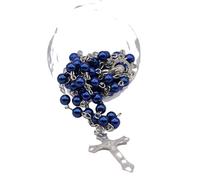 Generico Chapelet classique en perles synthétiques différentes couleurs avec crucifix en métal argenté - fait à la main pour prière, première communion, baptême et cadeau spirituel, Médias, Plastique