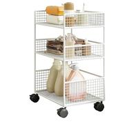 Genérico Chariot à 3 niveaux : organiseur mobile en métal avec roulettes, étagère de rangement durable, utilitaire à glissement doux, gain de place multifonction | Organisateur De-Caro avec R