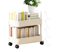 Generico Chariot d'étagère mobile | Éclats de stockage de livres mobiles à 2 niveaux | Chariot à collations et jouets, porte-bagages pour roues pour la maison