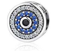 Generico Charm perle en argent sterling 925 avec cristaux bleus et transparents, motif œil grec porte bonheur