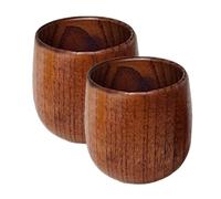 Generico Charred Whiskey Wooden Cup Set de 2 pièces | Wood, 3,1 in X 3,1 in, 180 ml | Bourbon Tumbler For Restaurant, Thé | Natural Chinese Sour Jujube Drinking Cup