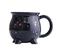 Generico Chaudron en céramique avec design mystique et brillante, originale pour café, thé, cacao, boissons à base de lait, vaisselle décorative d'Halloween pour la maison, le travail,