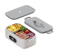 Genérico Chauffe-repas électrique USB anti-fuite 1000 ml | Avec minuterie et température réglable chauffée sans fil pour adultes, école, bureau, travail, pique-nique camping gris