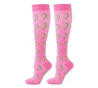 Generico Chaussettes Jarretière élastiques pour mollet minces Corde à sauter Chaussettes de compression Chaussettes imprimées à la mode, Rose chaude., L