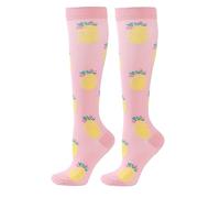 Generico Chaussettes Jarretière élastiques pour mollet minces Corde à sauter Chaussettes de compression Chaussettes imprimées à la mode, rose, S