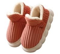 Generico Chaussons d'hiver pour femme et homme en peluche fermées confortables à mémoire de forme antidérapante Slippers hiver léger chaussures semelle coton souple bottes de Noël, Watermelon rouge