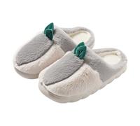 Generico Chaussons en peluche femme d'hiver chaud fermés devant pantoufles en peluche confortables antidérapantes pour chambre invité à mémoire de forme élégante chaussures floues thermiques Fluffy