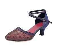 Genérico Chaussures de danse latine pour femme avec paillettes - Chaussures latines avec diamants d'imitation - Chaussures de performance professionnelle moderne Vals-Chaussures de danse
