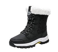 Generico Chaussures Neige Velours Rond Plus Chaussures Bottes Plates Chaudes À Lacets Bottes Pointe Étanche à L'Eau Neige Bottes Femmes Chaussures 8 Ans, Noir D, 40 EU