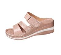 Generico Chaussures orthopédiques pour femme - Sandales confortables avec bout ouvert, support d'arc, sandales supérieures en cuir décontractées, chaussures de sport de randonnée, plate-forme Slippers