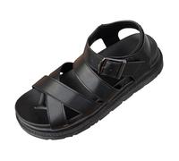 Generico Chaussures ouvertes d'été compensées pour femme - Sandales esclave pour femme en cuir - Sandales avec fermeture à la cheville réglables - Sandales à plateforme avec bande croisée - Chaussures