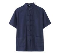Generico Chemise en Lin et Coton pour Hommes Classique Coupe Normale Élégant Doux Chinois Arts Martiaux Veste Traditionnelle Uniforme Vêtements d'extérieur Kung Fu Tai Chi Costume Style Antique Top