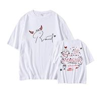 Generico Chemises en Coton Graffiti Mignon Chemises Imprimées HelloMonstie Soutient Décontracté Hommes Femmes Été À Manches Courtes(White 06,S)