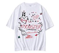 Generico Chemises en Coton Imprimé Graffiti Mignon, HelloMonstie Soutient Décontracté for Hommes Et Femmes, Manches Courtes, Été(White 04,S)
