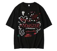 Generico Chemises en Coton Imprimé Graffiti Mignon, HelloMonstie Soutient Décontracté for Hommes Et Femmes, Manches Courtes, Été(Black 03,5XL)