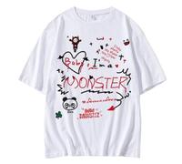 Generico Chemises en Coton Imprimé Graffiti Mignon, HelloMonstie Soutient Décontracté for Hommes Et Femmes, Manches Courtes, Été(White 07,M)