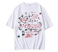 Generico Chemises en Coton Imprimé Graffiti Mignon, HelloMonstie Soutient Décontracté for Hommes Et Femmes, Manches Courtes, Été(White 01,3XL)