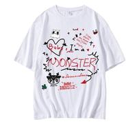 Generico Chemises en Coton Imprimé Graffiti Mignon, HelloMonstie Soutient Décontracté for Hommes Et Femmes, Manches Courtes, Été(White 05,L)