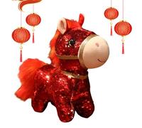 Generico Cheval en Peluche | 15 cm Poupées en Peluche avec Paillettes, Embrassables | 2026 Année du Cheval Animal,Pour Nouvel An Chinois Garçons Filles Enfants Maison Salon Chambre d'Enfants