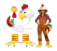 Genérico Chicken Headband - Animal Cosplay Headband Tail Feet and Nose Kit