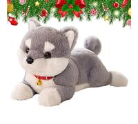 Genérico Chien en Peluche | 38 cm Adorable de Chiot réaliste avec Clochette - en Peluche en Position couchée - pour bébés et Tout-Petits Anniversaire Noël Halloween
